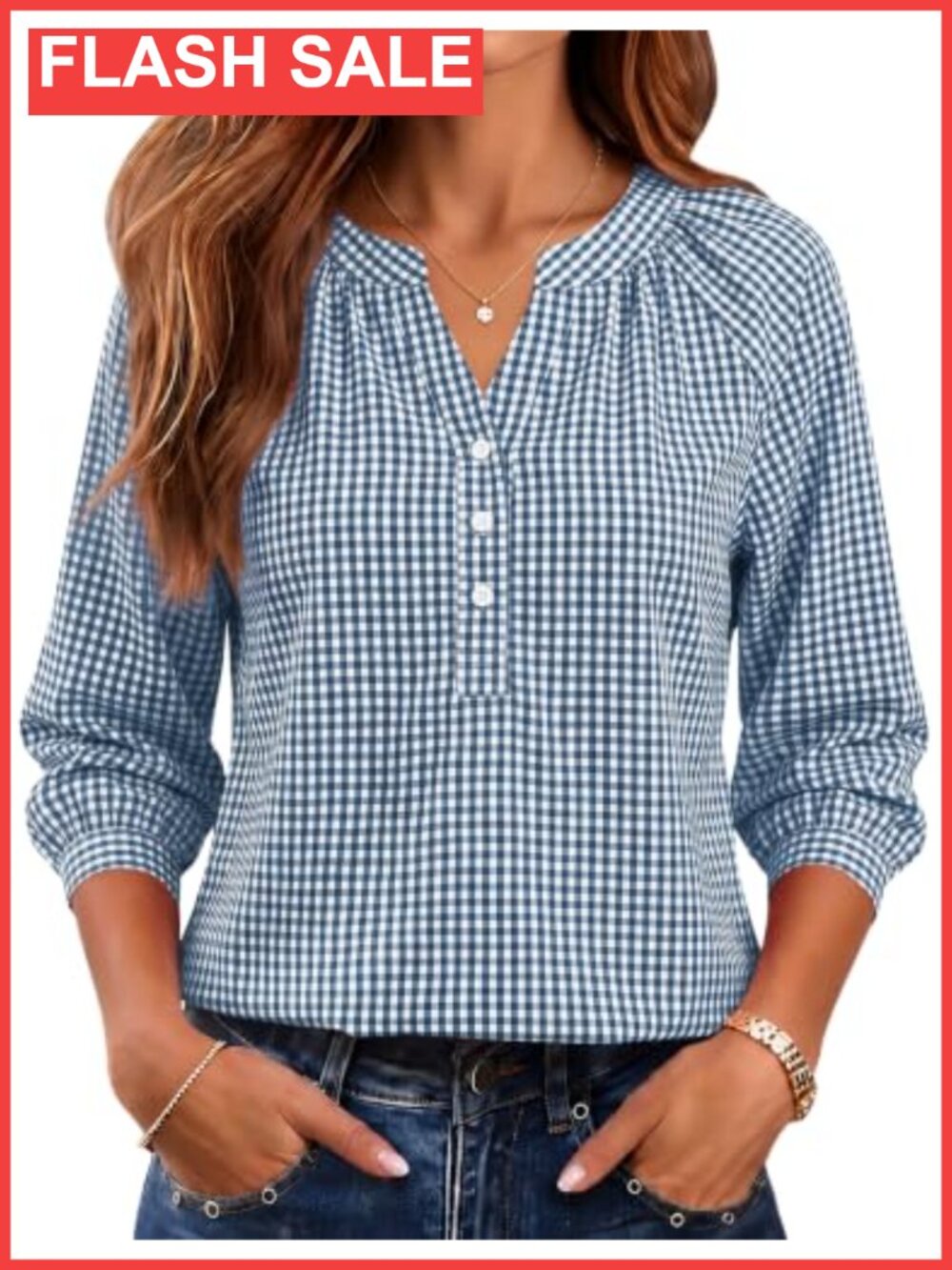 Ivicoer 100% Cotton Long Sleeve Button Down Blouse V Neck Office Shirt